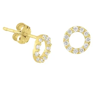 Gouden Oorknoppen cirkel met Zirkonia 40.18288