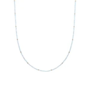 Sparkling Jewels Beaded Necklace 2mm Opalite NLK04G-G14 42cm+2cm